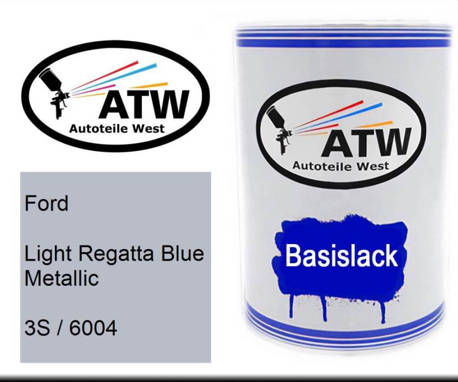 Ford, Light Regatta Blue Metallic, 3S / 6004: 500ml Lackdose, von ATW Autoteile West.